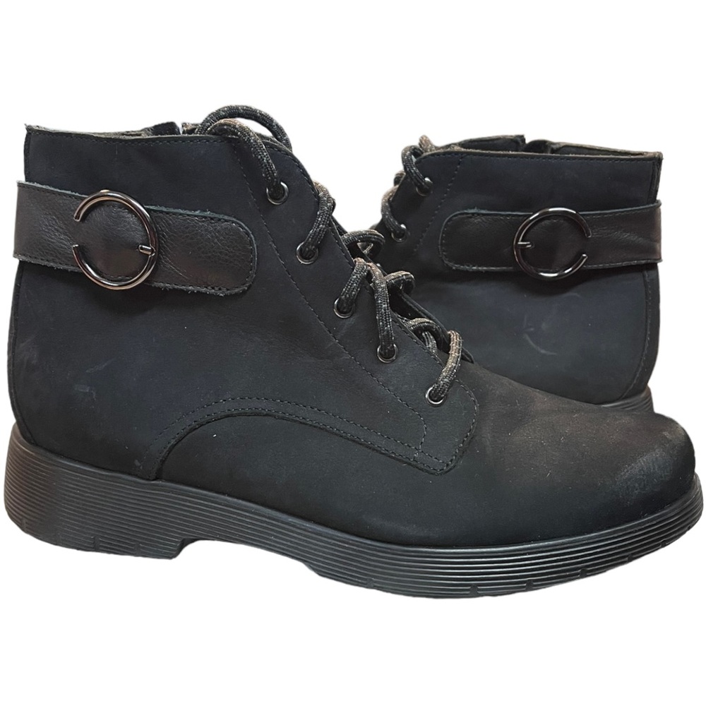 MUNRO Buckley Nubuck Lace Up Ankle Boot Black Size 8.5M